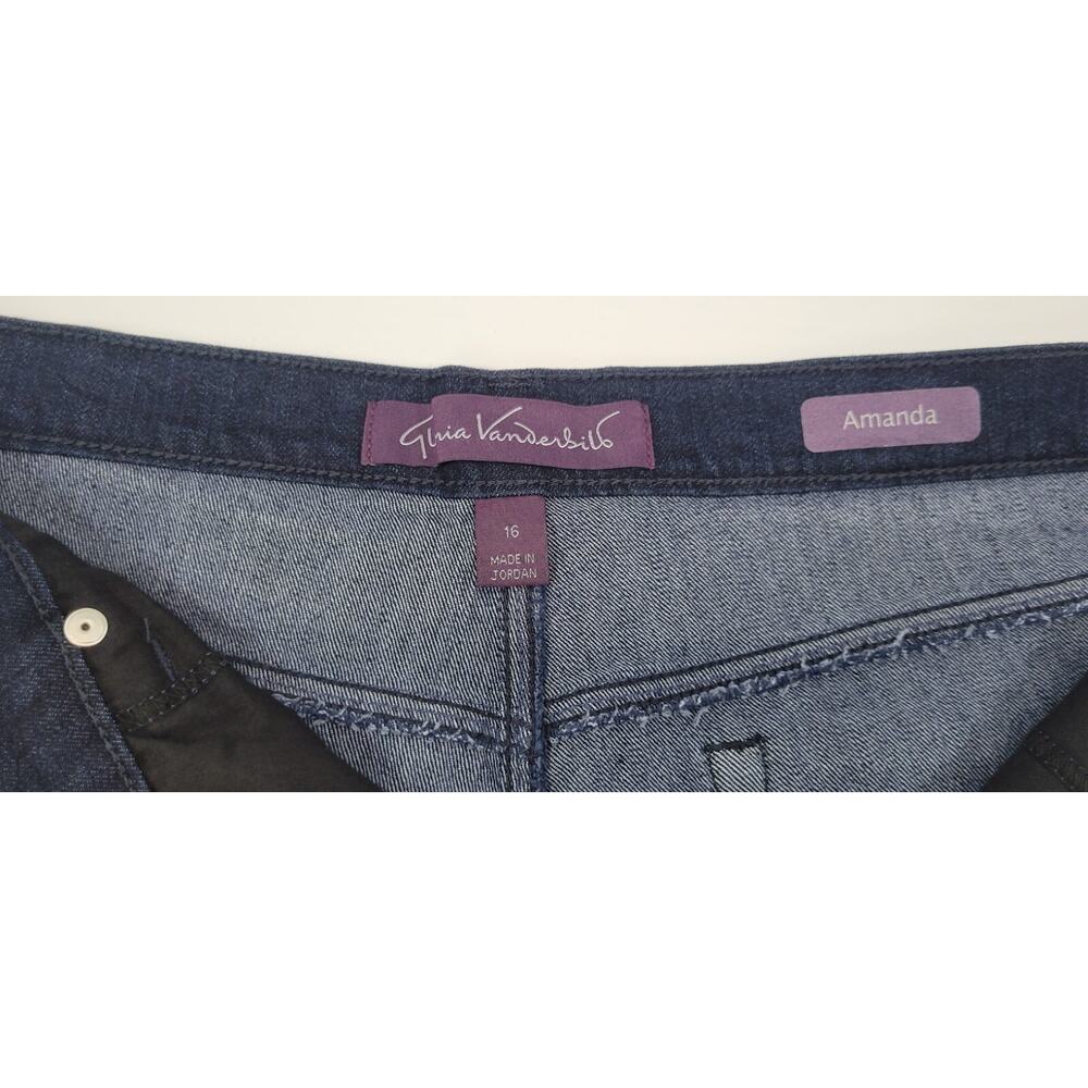 L32) Women's Gloria Vanderbilt Amanda Blue Slimming Jeans Pants Size 16 Short - Picture 11 of 14